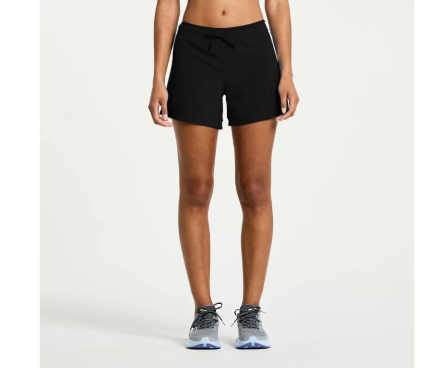 Saucony Women's Outpace 5" Running Shorts in Black - Lightweight Performance Shorts for Women