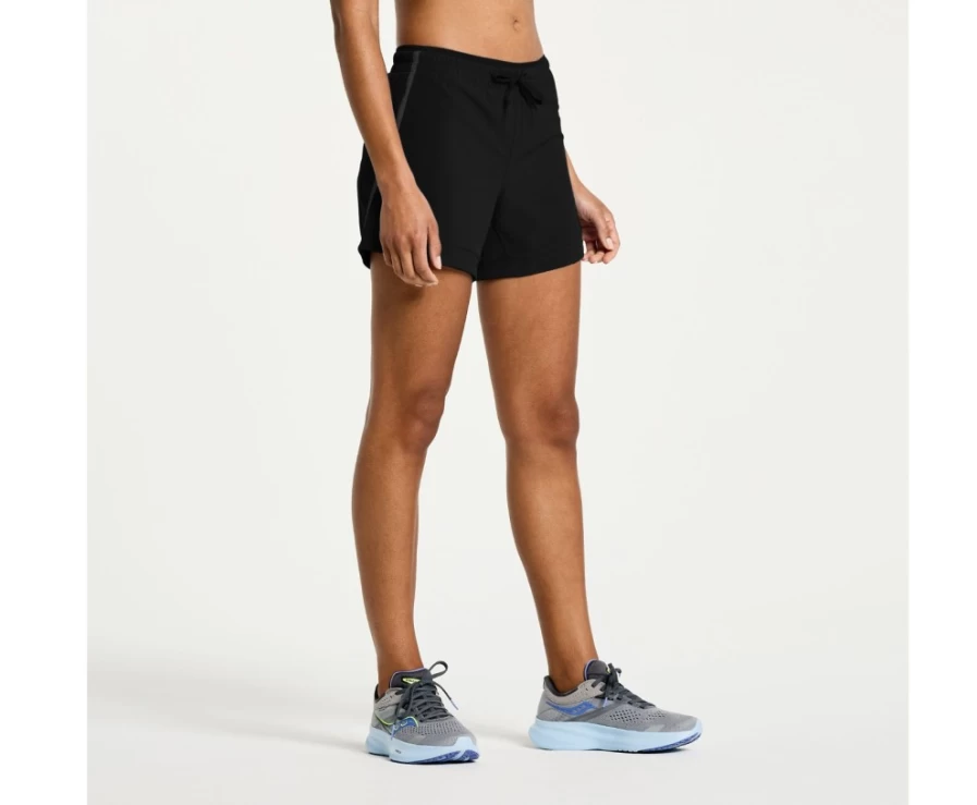 Saucony Women's Outpace 5" Running Shorts in Black - Lightweight Performance Shorts for Women