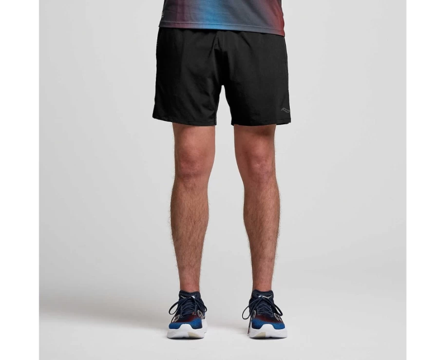 Saucony Men's Outpace 5" Running Shorts in Black - Lightweight Performance Shorts for Training