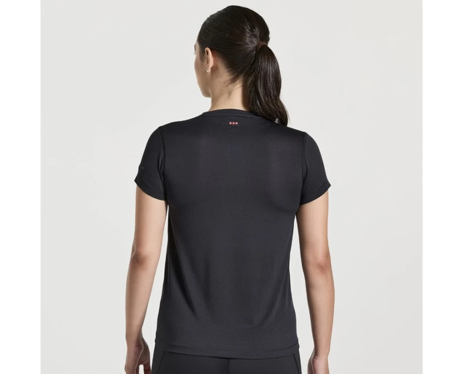 Saucony Women's Black Graphic Short Sleeve Stopwatch Print T-Shirt