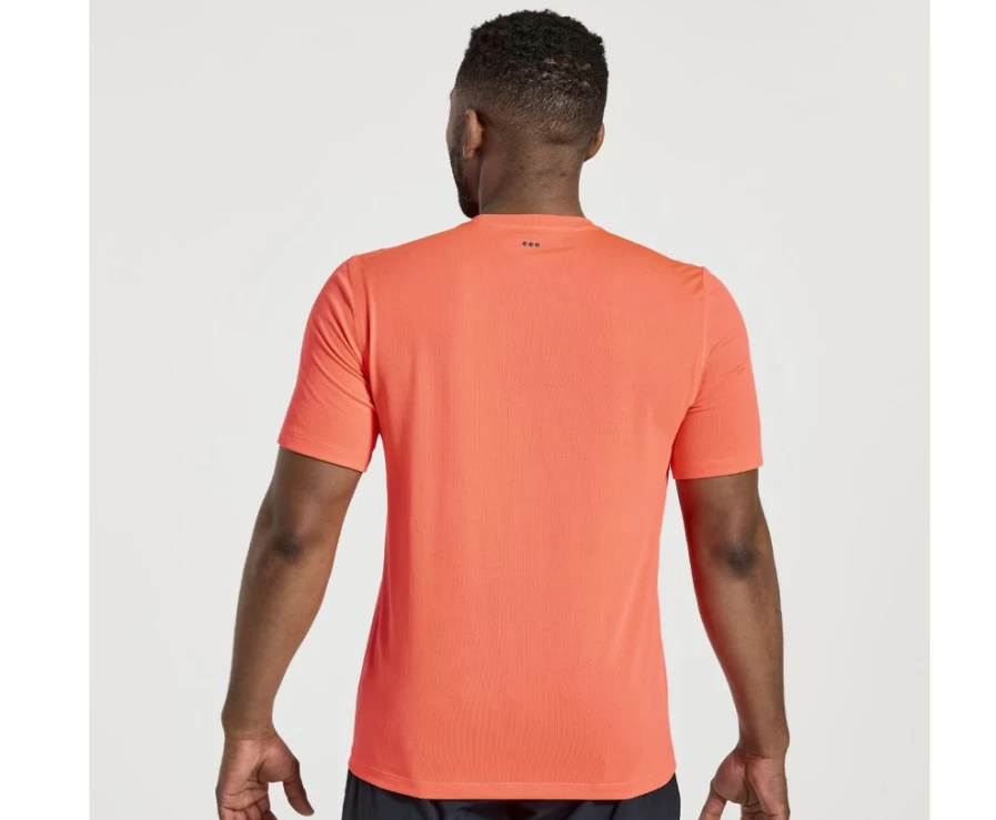 Saucony Men's Vizired Performance Short Sleeve Running Shirt with Stopwatch Design
