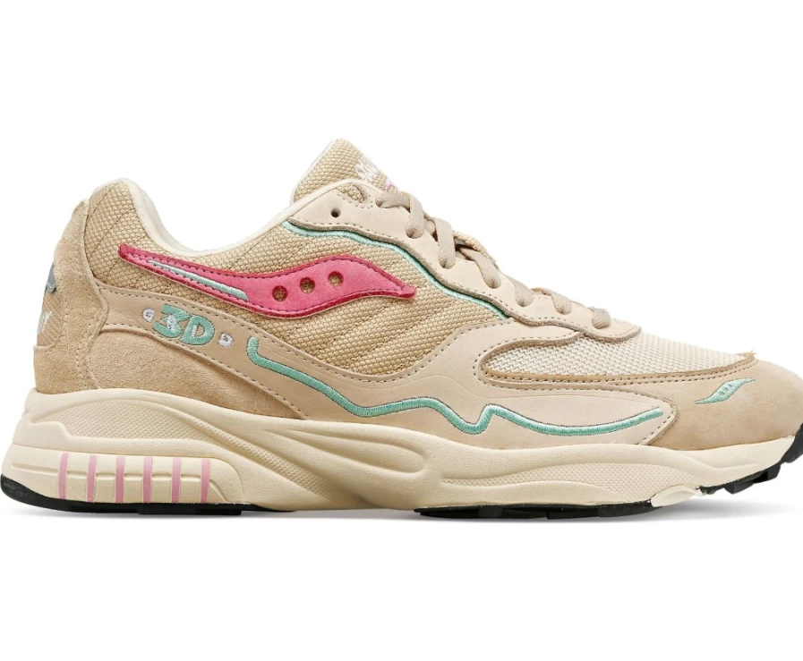 Saucony Men's 3D Grid Hurricane Premium Running Shoes in Cream
