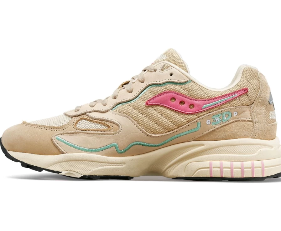 Saucony Men's 3D Grid Hurricane Premium Running Shoes in Cream