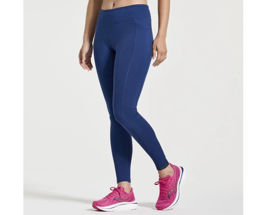 Saucony Women's Solstice Tight in Sodalite Heather - High-Performance Workout Leggings