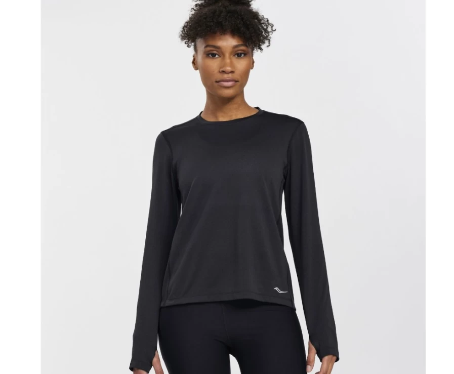 Saucony Women's Black Long Sleeve Stopwatch Running Top