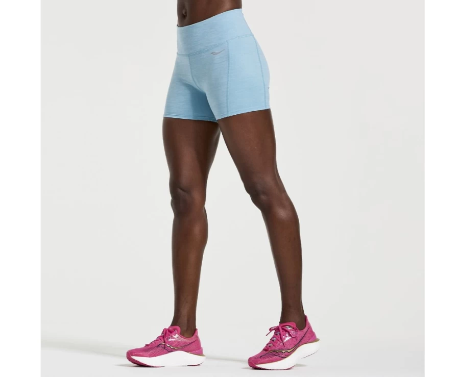 Saucony Women's Fortify 3" Running Shorts in Rainfall Heather Color