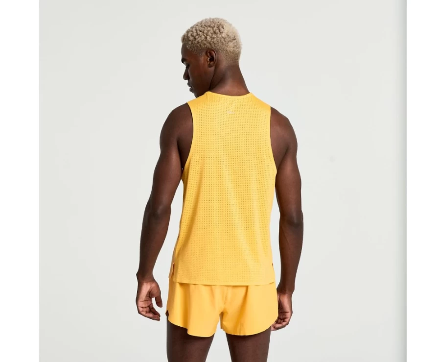 Saucony Men's Pinnacle Sleeveless Running Shirt - Blazing Orange Performance Top