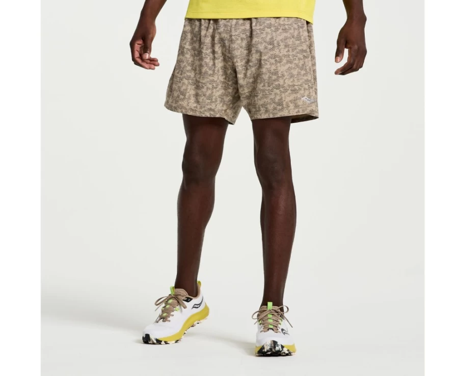 Saucony Men's Outpace 5" Short - Pewter Camo Print Running Shorts for Men